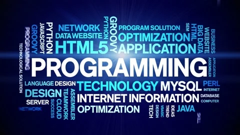 Programming animated word cloud,animation kinetic typography seamless loop. Stock Footage 184206955