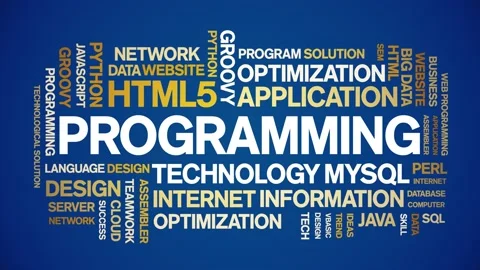 Programming animated word cloud,animation kinetic typography seamless loop. Stock Footage 184208195