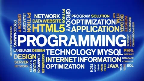 Programming animated word cloud,animation kinetic typography seamless loop. Stock Footage 184212127