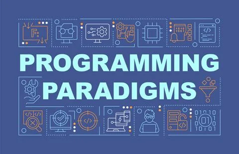 Programming approaches word concepts dark blue banner Illustrazione stock