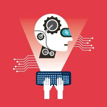 Programming artificial intelligence process work Stock Illustration