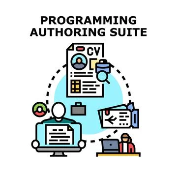 Programming authoring suite composing online digital content Stock Illustration