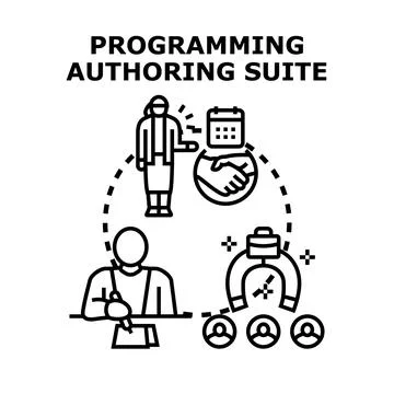 Programming authoring suite developing team collaboration Stock Illustration