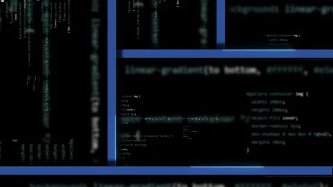 Programming background with moving blocks and blue lines. Modern software co Stock Footage 246682485