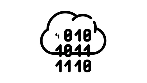 Programming binary code cloud storage black icon animation Stock Footage 156652150