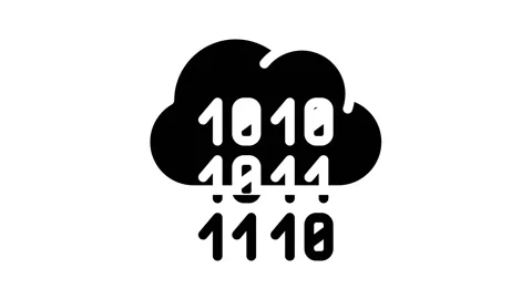 Programming binary code cloud storage glyph icon animation Stock Footage 156652731