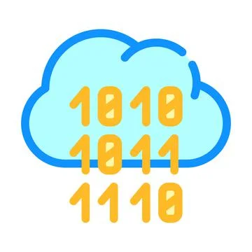 Programming binary code cloud storage color icon vector illustration Stock Illustration