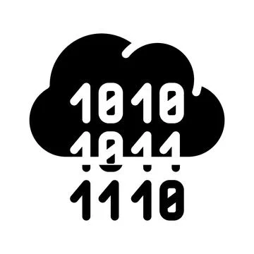 Programming binary code cloud storage glyph icon vector illustration 스톡 일러스트