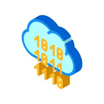 Programming binary code cloud storage isometric icon vector illustration Stock Illustration