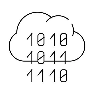 Programming binary code cloud storage line icon vector illustration Stock Illustration