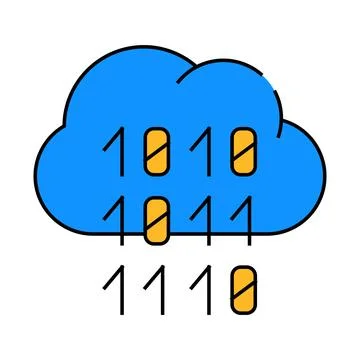 Programming binary code cloud storage icon color illustration 스톡 일러스트