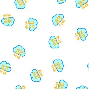 Programming binary code cloud storage vector seamless pattern Stock Illustration