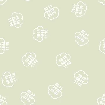 Programming binary code cloud storage line vector seamless pattern Stock Illustration