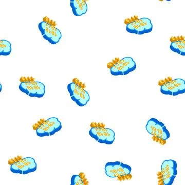 Programming binary code cloud storage isometric icon seamless pattern Stock Illustration