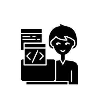 Programming black icon, vector sign on isolated background. Programming concept Stock Illustration
