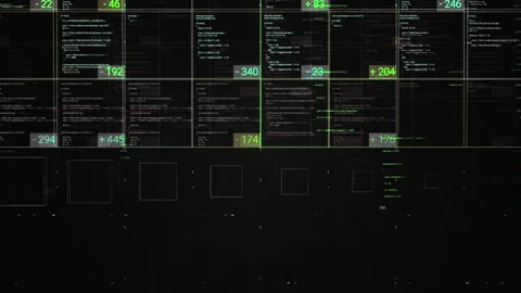 Programming blocks of code on black background, seamless loop. Animation Stock Footage 138183191