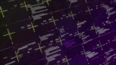 Programming blocks of code with glitch effect on purple background, seamless Stock Illustration