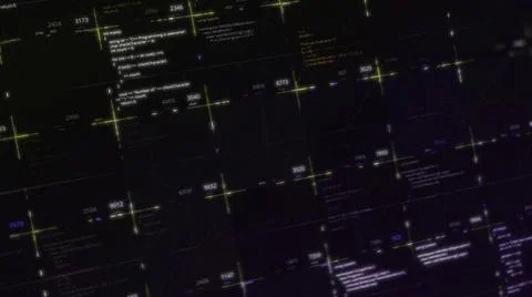 Programming blocks of code with glitch effect on purple background, seamless 스톡 일러스트