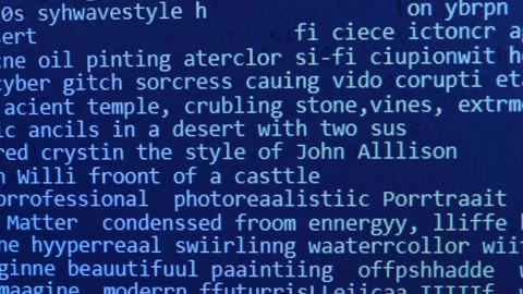 Programming blue screen. Many numbers and Latin letters on the screen. A Stock Footage 244452596