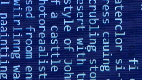 Programming blue screen. Many numbers and Latin letters on the screen. Vertical Stock Footage 250028369