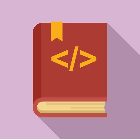 Programming book icon flat vector. Online education 스톡 일러스트