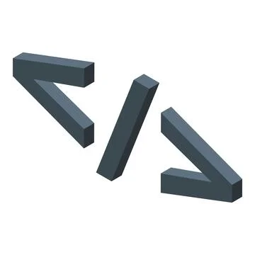 Programming brackets and slash symbol creating isometric shapes Stock-Illustration