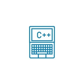 Programming in c++ linear icon concept. Programming in c++ line vector sign Illustrazione stock