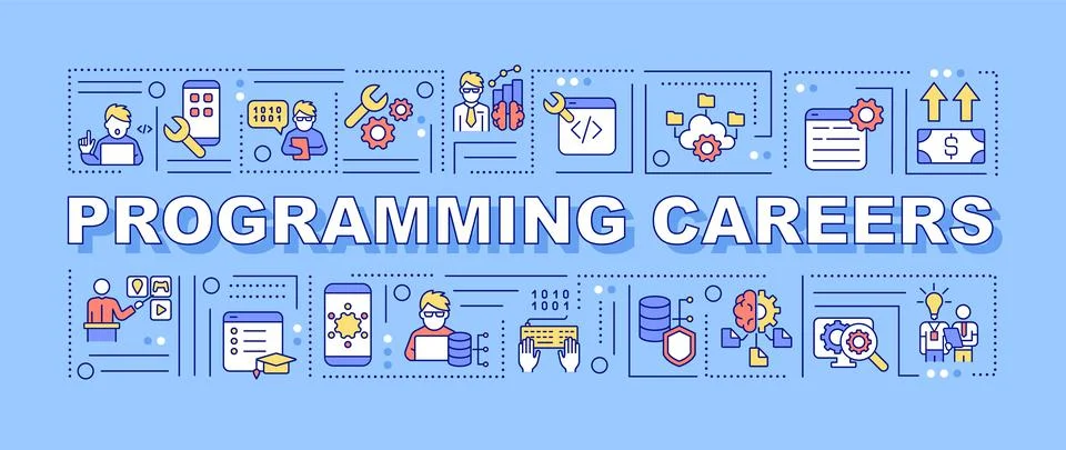Programming career word concepts blue banner Illustrazione stock