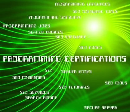 Programming Certifications Indicates Software Design And Achievements Stock Illustration