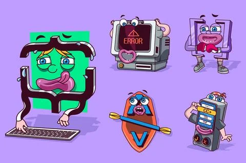 Programming Characters Set Stock Illustration