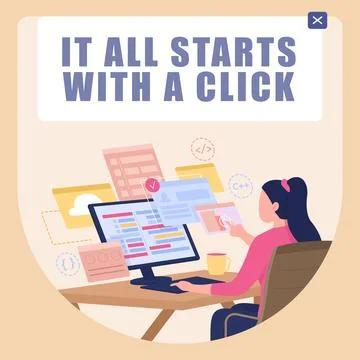 Programming class social media post mockup Stock Illustration