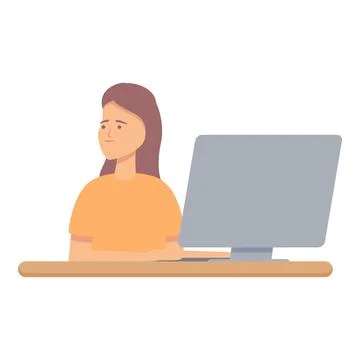 Programming classroom icon cartoon vector. Computer technology 스톡 일러스트