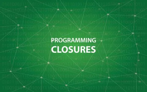 Programming closures concept illustration white text illustration with green 스톡 일러스트