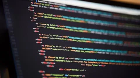 Programming code abstract background of software developer. Stock Photos