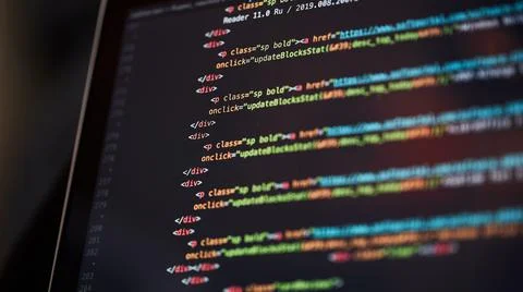 Programming code abstract background of software developer. Stock Photos