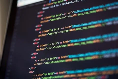 Programming code abstract background of software developer. Stock Photos