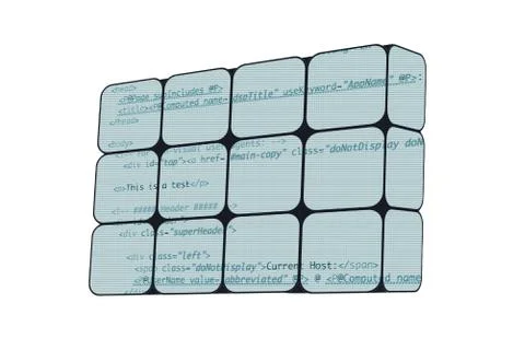 Programming code on an abstract cube Stock Illustration