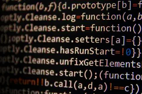 Programming code abstract screen of software developer. Computer code develop 스톡 사진