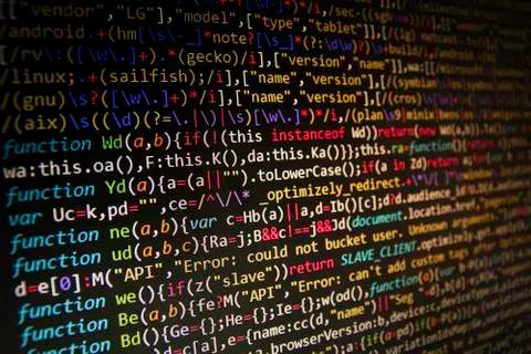 Programming code abstract screen of software developer. Computer code develop 스톡 사진
