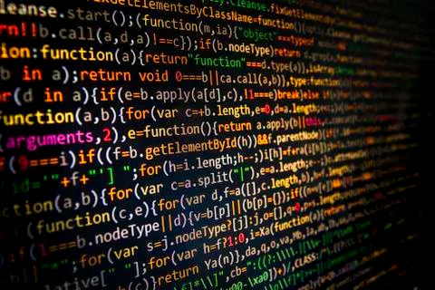 Programming code abstract screen of software developer. Computer code develop 스톡 사진