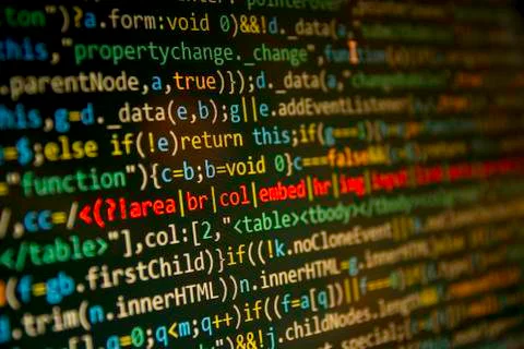 Programming code abstract screen of software developer. Computer code develop Stock Photos