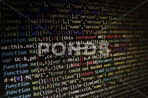 Programming code abstract screen of software developer. Computer Stock Photos