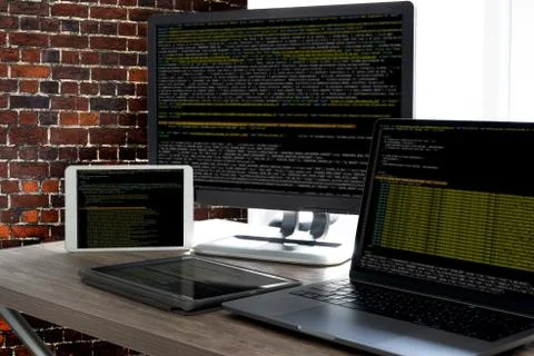 Programming code abstract technology background Developer programming and cod Stock Photos