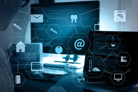 Programming code abstract technology background Developer programming and cod Stock Photos