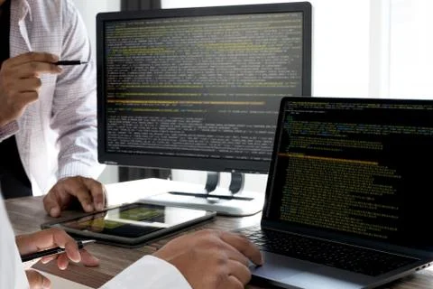 Programming code abstract technology background Developer programming and cod 스톡 사진