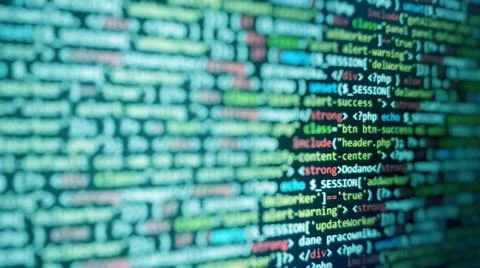 Programming code abstract technology background of software developer Stock Photos