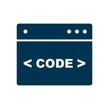 Programming code and browser window silhouette icon. Source code. Vector. Stock Illustration