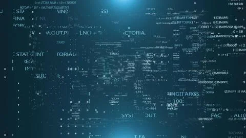 Programming code and data flowing in digital cyberspace 스톡 일러스트