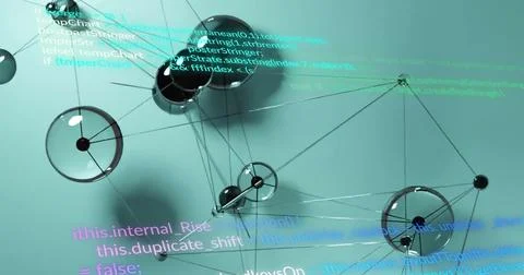 Programming code and data network image over abstract mechanical gears 库存照片