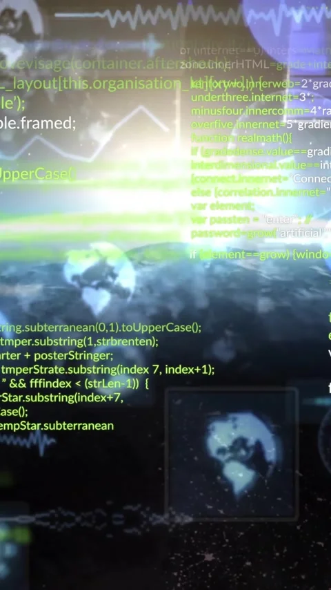 Programming code and data processing animation over Earth from space 動画素材 320093934